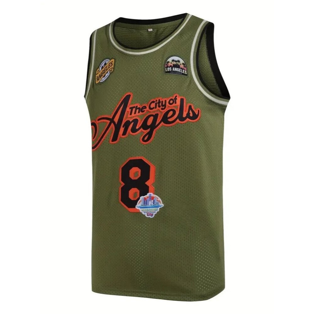 Los Angeles Lakers Kobe Basketball Stitched Jersey #8 #24 Olive Green New Men's